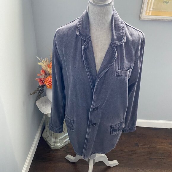 Zara Jackets & Blazers - NWOT Zara Dark Gray Thick  Denim Oversize Jacket Size XS